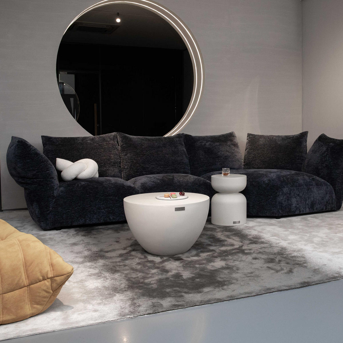 COUCHTISCH CHRONOS Rund Klein aus Beton 66 x 66 x 41 cm - Creme, Naturmaterialien (66/66/41cm) - Elementi