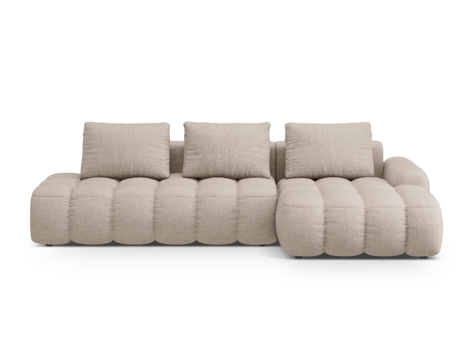AUSKLAPPBARES-ECKSOFA rechts mit Container Linz aus strukturiertem Stoff sandfarben 3 Sitzplätze - Sandfarben, Textil (142/275cm) - Cosmopolitan Design