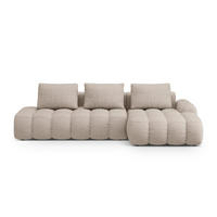 AUSKLAPPBARES-ECKSOFA rechts mit Container Linz aus strukturiertem Stoff sandfarben 3 Sitzplätze - Sandfarben, Textil (142/275cm) - Cosmopolitan Design