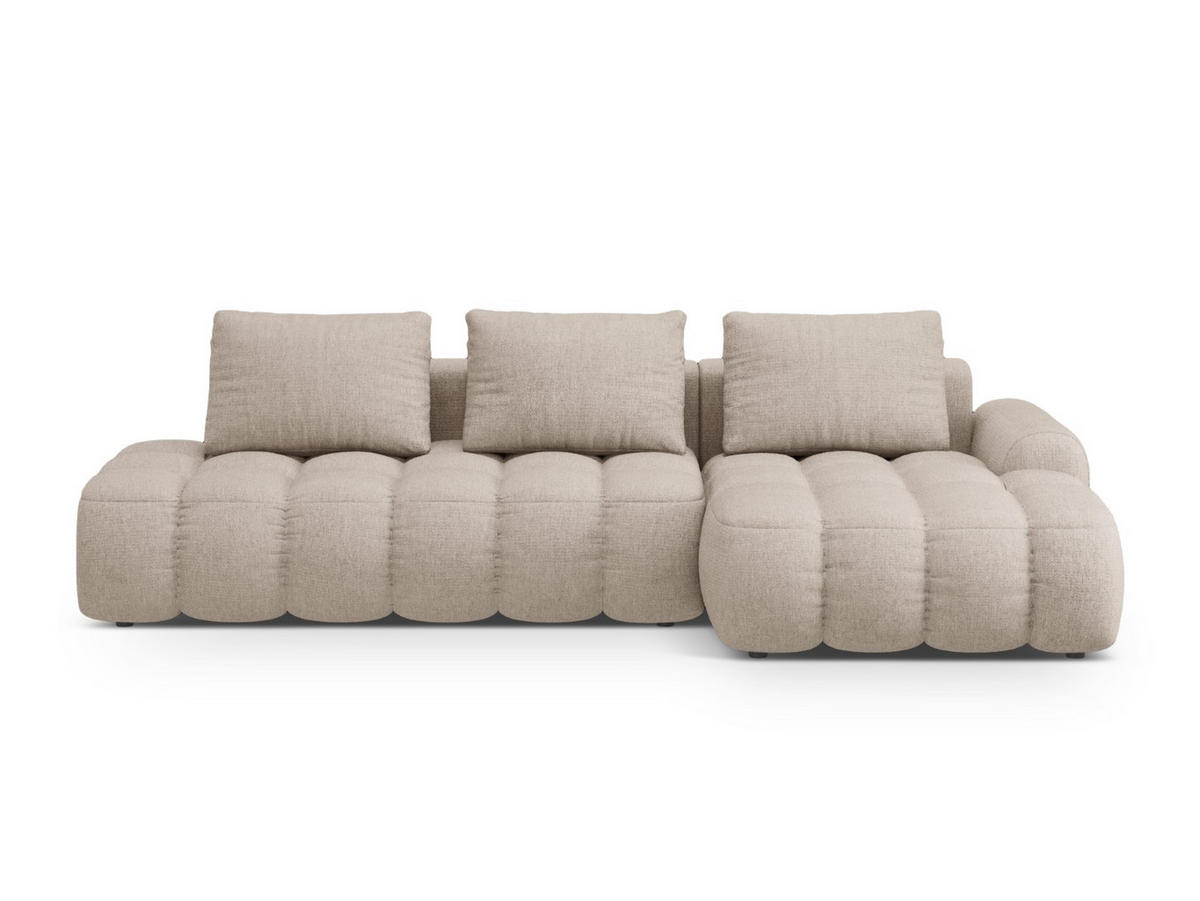 AUSKLAPPBARES-ECKSOFA rechts mit Container Linz aus strukturiertem Stoff sandfarben 3 Sitzplätze - Sandfarben, Textil (142/275cm) - Cosmopolitan Design