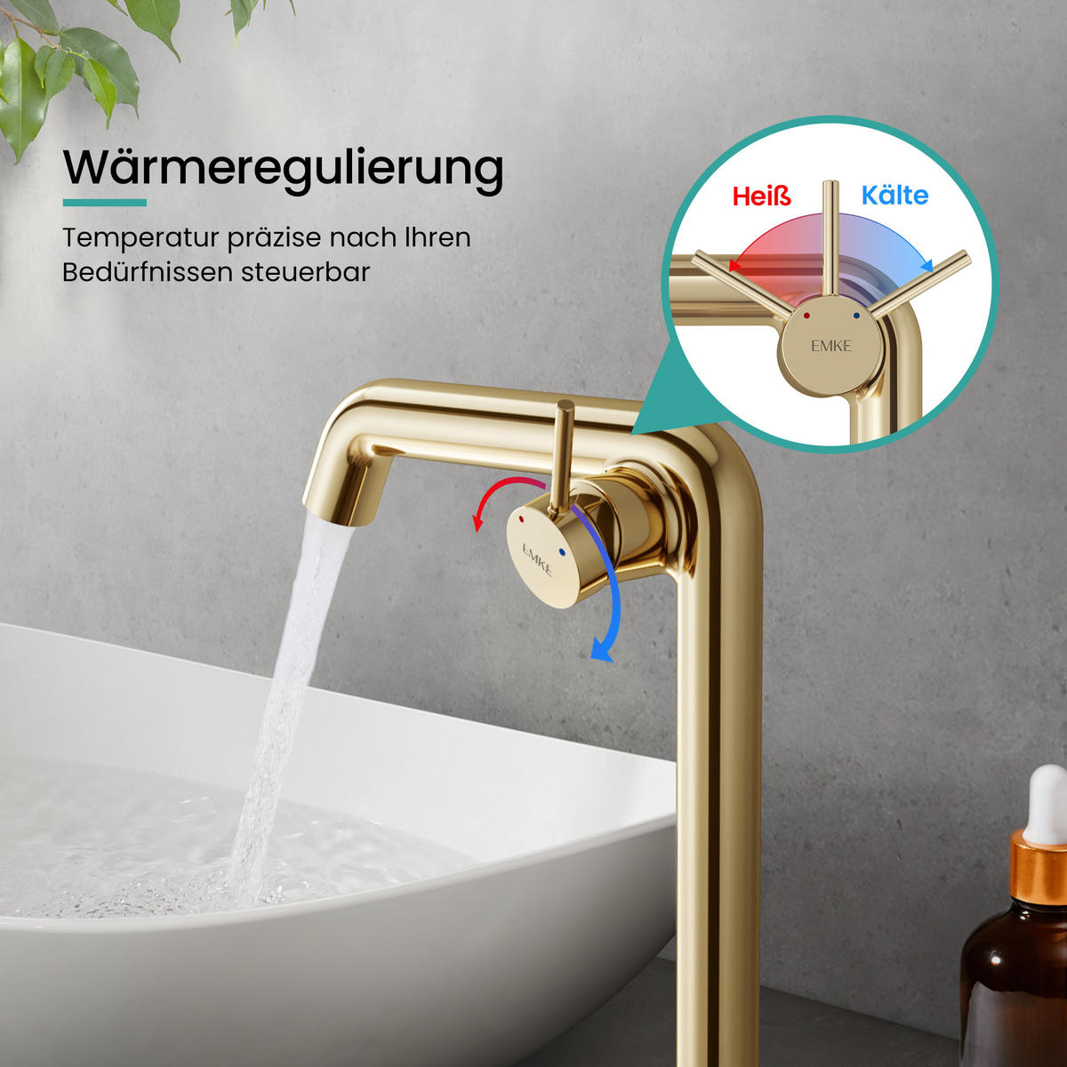 WASCHTISCHARMATUR Wasserzulaufrohr aus Edelstahl Champagnergold 26cm - Goldfarben, Metall (22/7.6/33.2cm) - EMKE