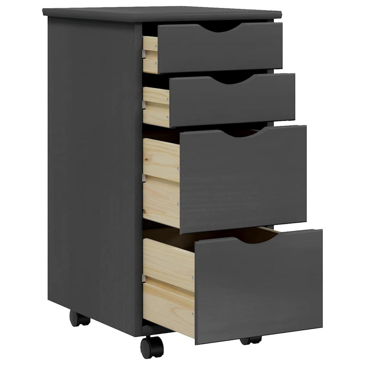ROLLSCHRANK Mit Schubladen Moss Grau Massivholz Kiefer - Grau, Holz (39/65.5/34cm) - vidaXL