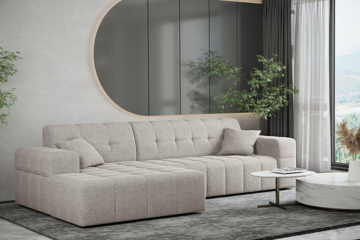 ECKSOFA L-Form NIMES Stoff Verita Beige Links - Beige, Holz (168/256cm) - Kaiser Möbel