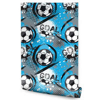 VLIESTAPETE Fußball-Comic – Blau, Schwarz, Weiß – 50x1000 cm - Blau/Schwarz, Papier (50/1000cm) - Muralo