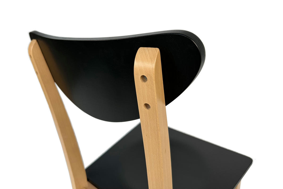 STUHL 2er Set Leo 2, Buchefarben - Buchefarben/Schwarz, Holz (43/86/40cm) - Leaf Design