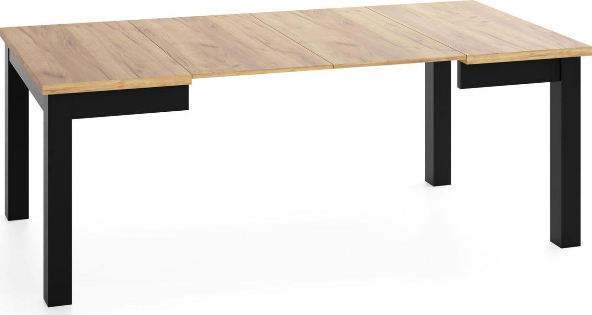 ESSTISCH Toren ausziehbar verlängerbar quadratisch, Eiche Braun 80-180/80/76.5 cm - Eiche Wotan/Schwarz, Holz/Holzwerkstoff (80/80/77cm) - WFL GROUP