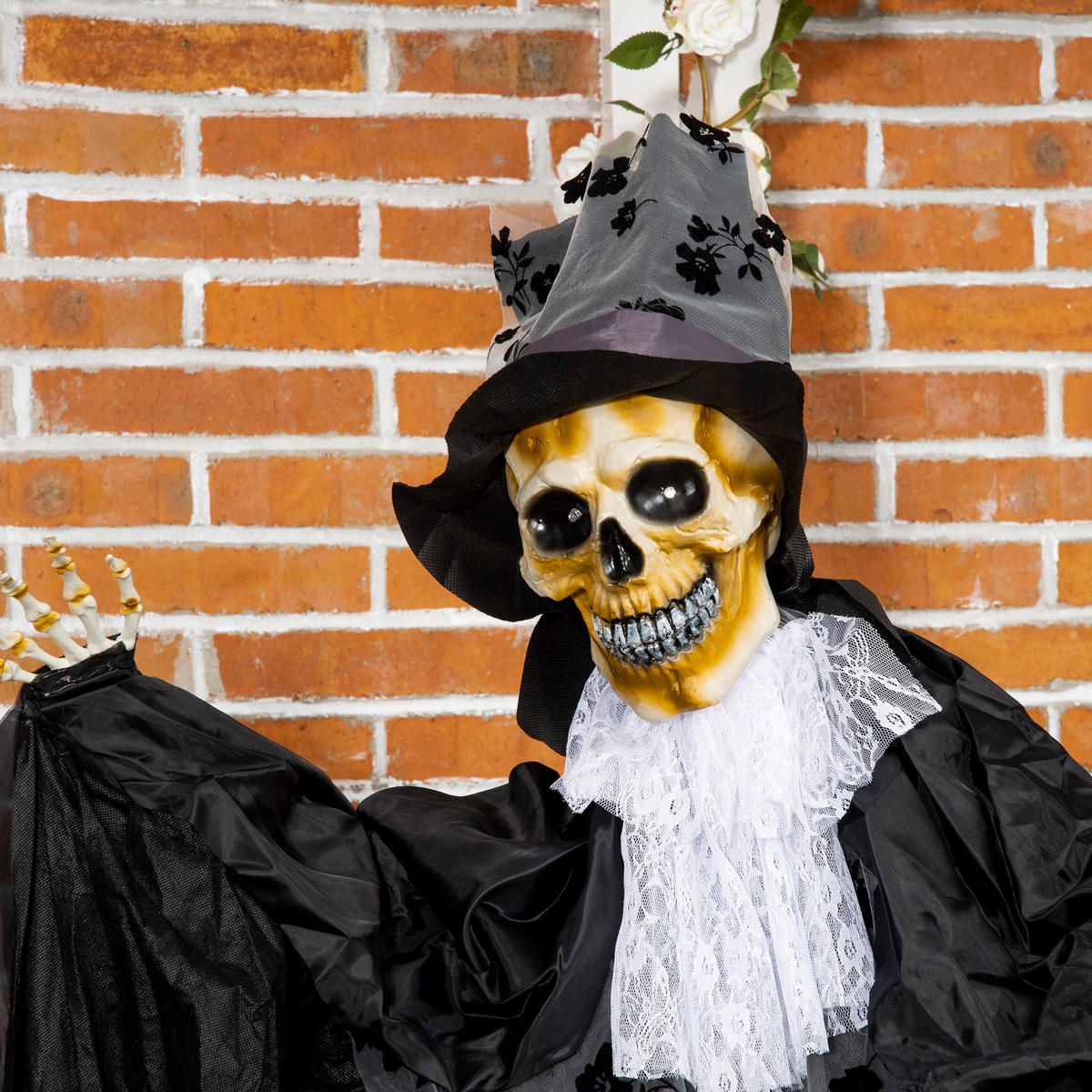 183CM Halloween-Dekoration Gespenst Bräutigam In Lebensgröße Augenglühen - Schwarz, Kunststoff (65/189/125cm) - Outsunny
