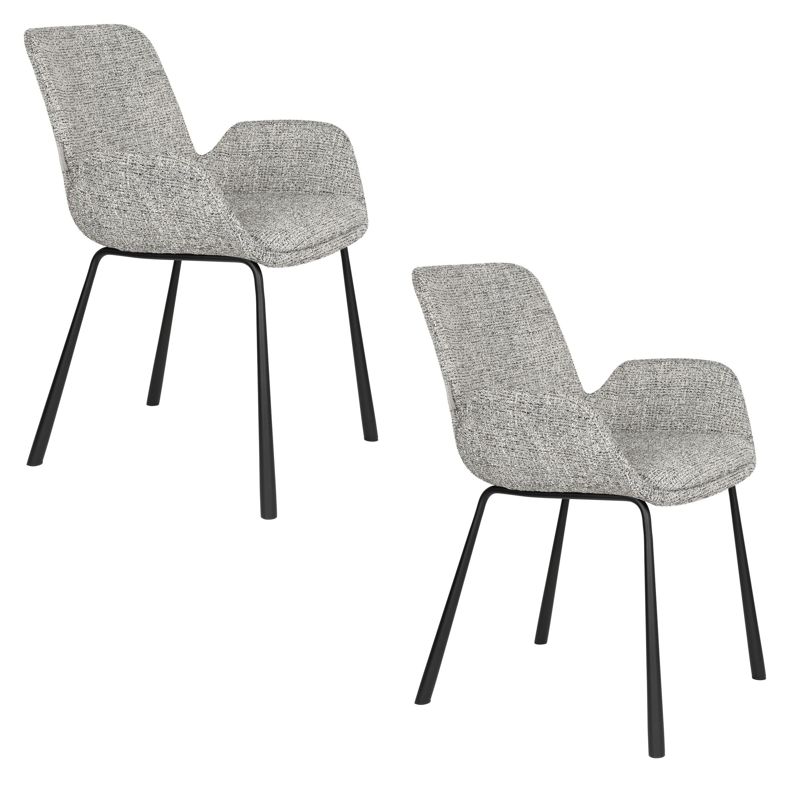 ESSZIMMERSTUHL Brit Grau - 2 er Set - Grau, Textil (59/79/62cm) - Zuiver