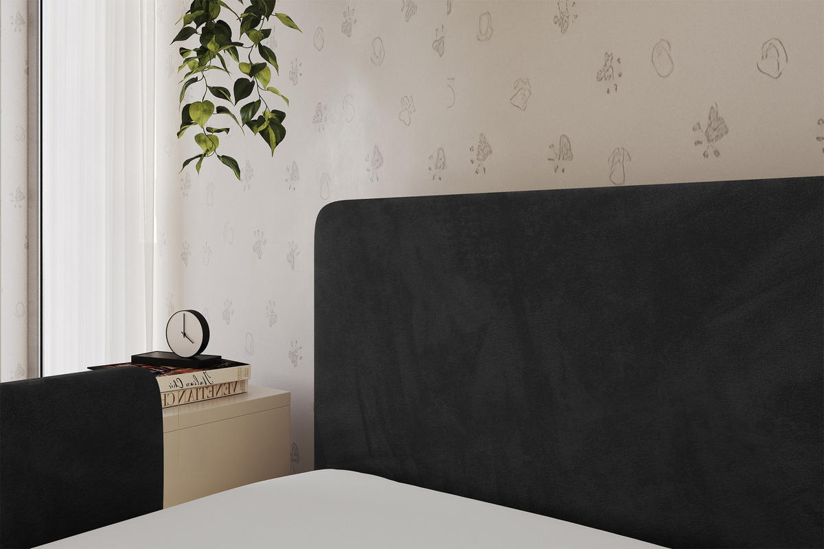 EINZELLBETT Jugendbett mit Bettkasten und Matratze H3/H4, Rechts - NORY 100x200 Schwarz - Anthrazit, Holzwerkstoff/Textil (100/200cm) - ALTDECOR