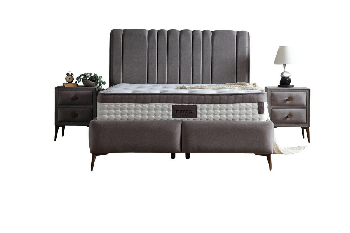 POLSTERBETT-SET Retro 160x200 Grau - Bett inkl. Matratze - Grau, Metall (160/200cm) - Villa Möbel