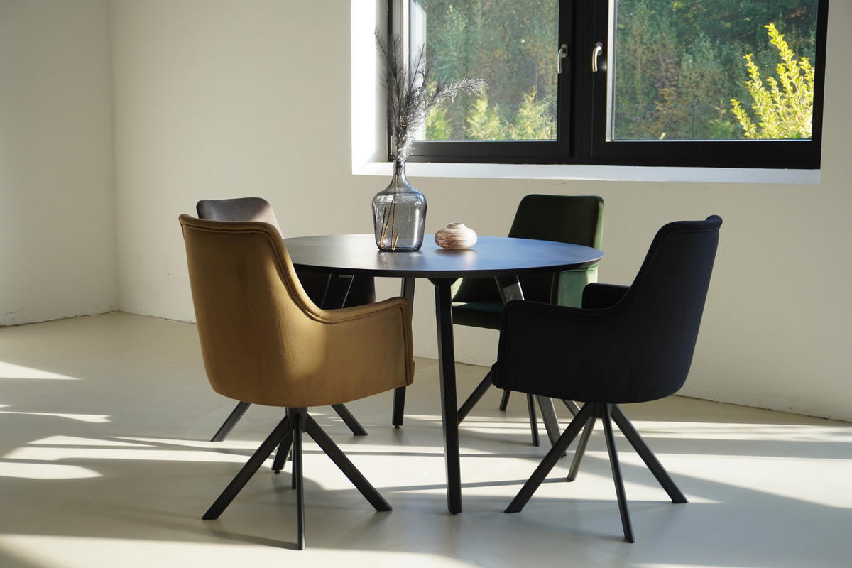 ARMLEHNENSTUHL Sello schwarz mit S-Fuß drehbar - Schwarz, Textil/Metall (55/90/58cm) - INKA furniture