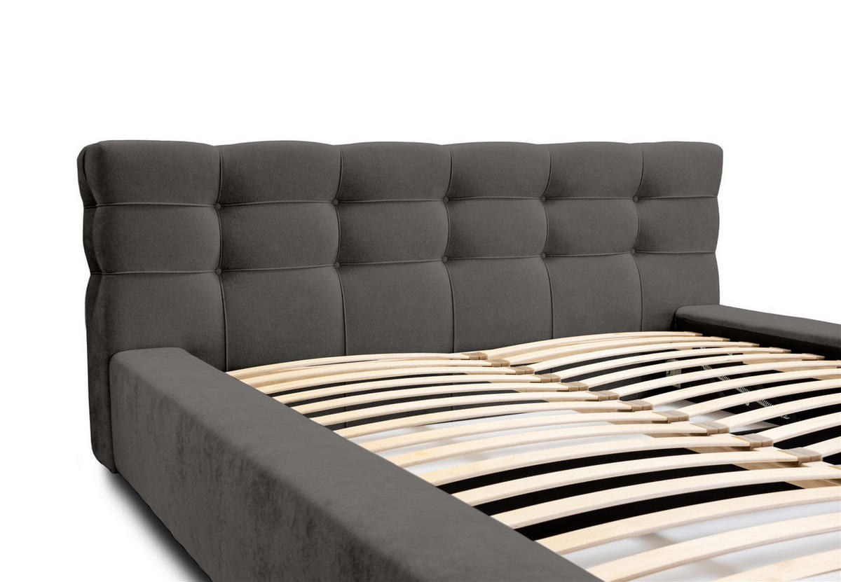 POLSTERBETT Antonio Stoff Ditra - Anthrazit, Holzwerkstoff/Textil (180/200cm) - Fun Möbel