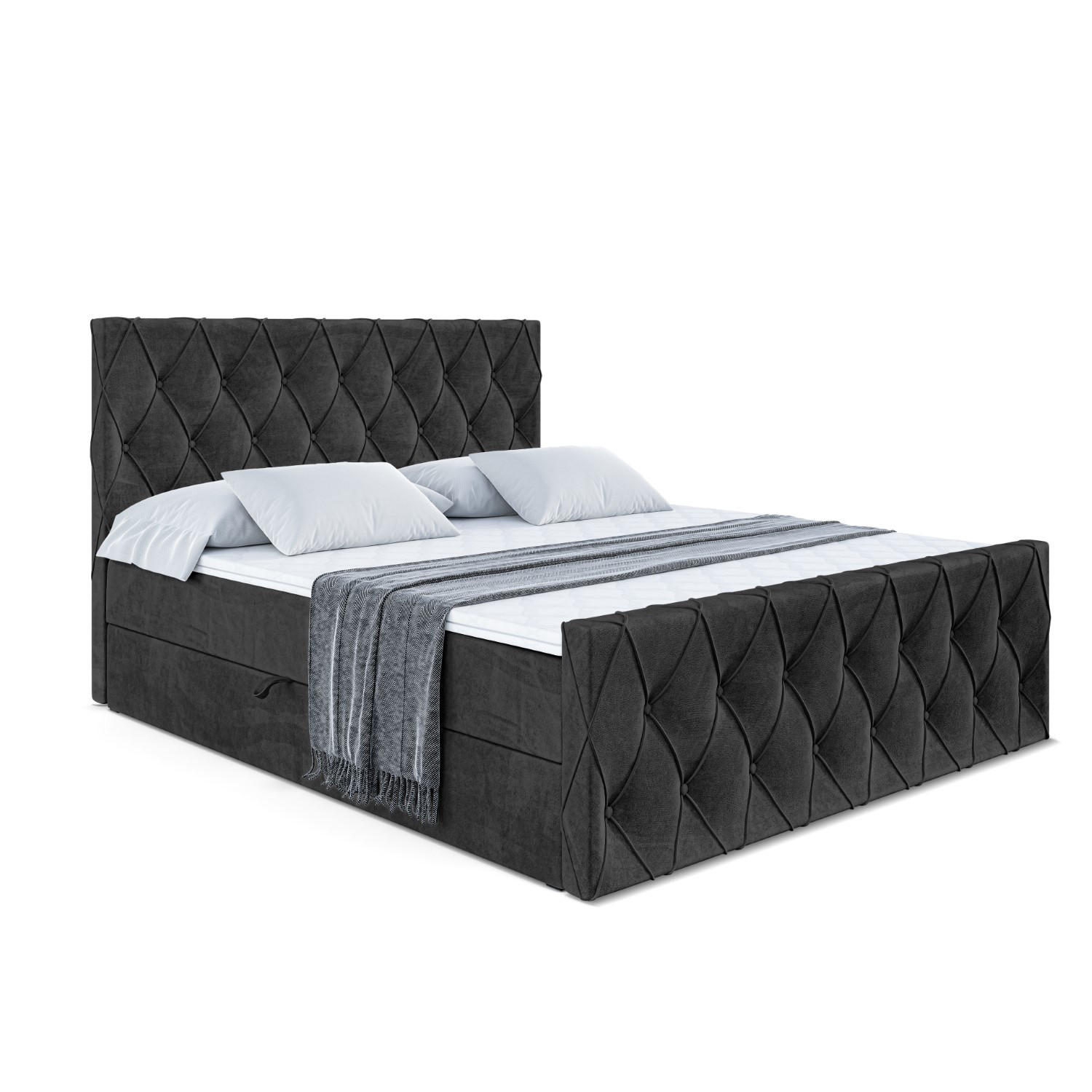 BOXBETT AMAY-Z - 120x200 cm - H3 - Schwarz - Schwarz, Holzwerkstoff (120/200cm) - ALTDECOR