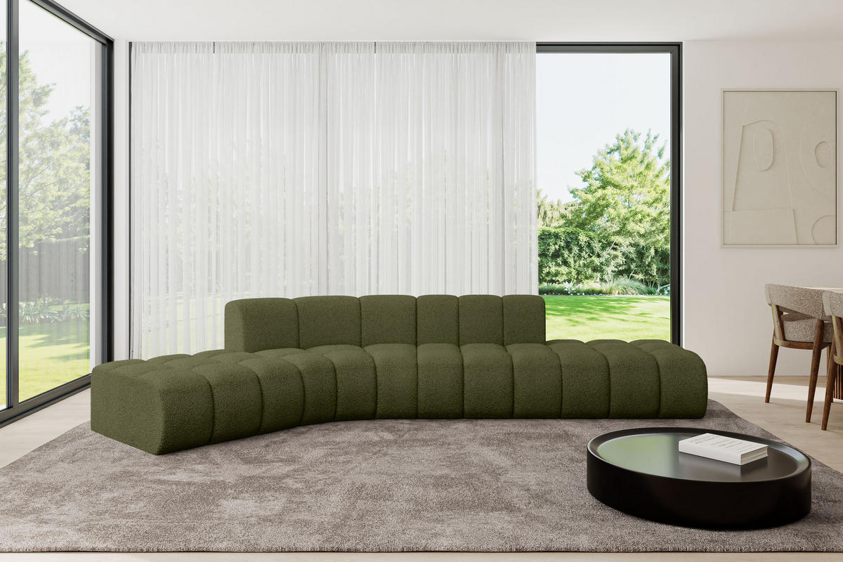 ECKSOFA modulares Sofa Solven-L1 - 380x174x70 cm Grün - Grün, Holzwerkstoff/Textil (380/174cm) - ALTDECOR