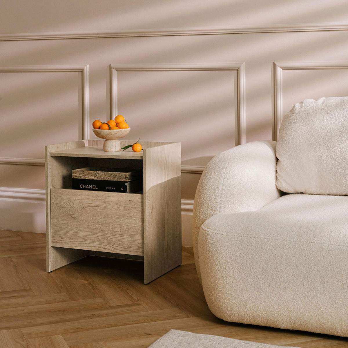 NACHTTISCH Juni mit 1 Schublade, 50 cm, eiche Cremona - Eichefarben, Holzwerkstoff (53/60/38cm) - Beautysofa