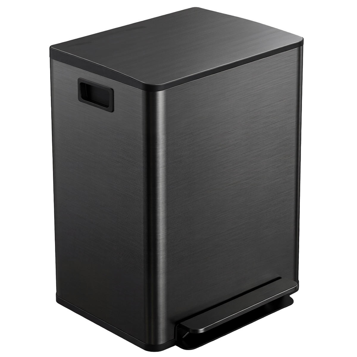MÜLLEIMER DE-08931 2x30 L, Soft-Close, Mülltrennung Schwarz - Schwarz, Metall (37.5/66.8/47.7cm) - ComfortXL