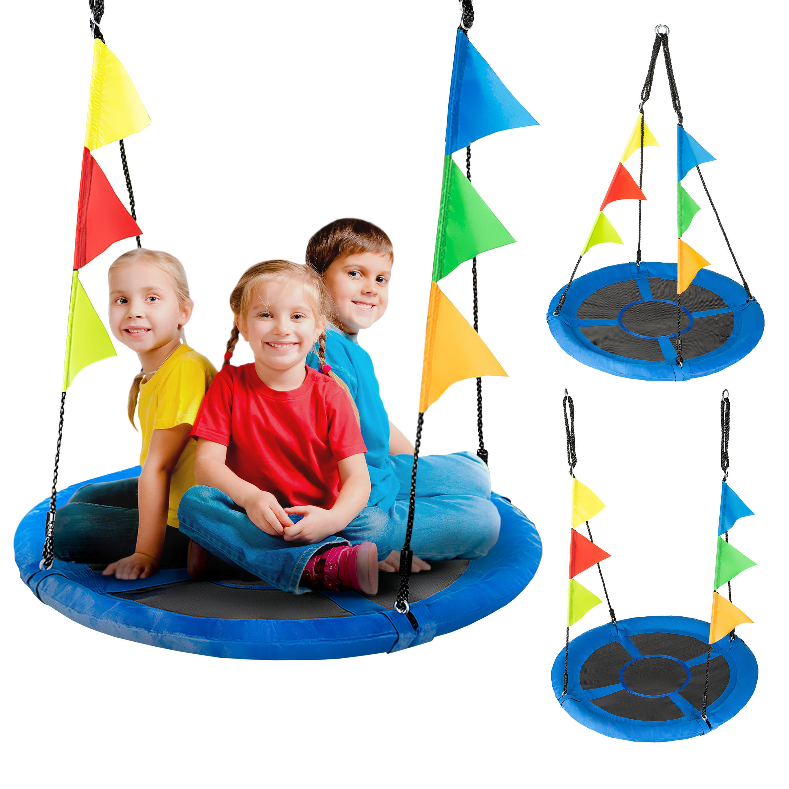 NESTSCHAUKEL bis 150 kg, 100 cm Durchmesser - Blau, Textil (100/160/100cm) - Luverno