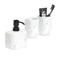 BADACCESSOIRES - Keramik Marmoroptik, 3-teiliges Set - Weiß, Keramik (11/13.2/8.1cm) - Zeller Present