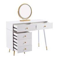 SCHMINKTISCH 100/40/78 cm in Weiß mit LED-Beleuchtung und flexiblem Seitenschrank - Weiß, Holzwerkstoff (40/78.5/100cm) - Flora Grace