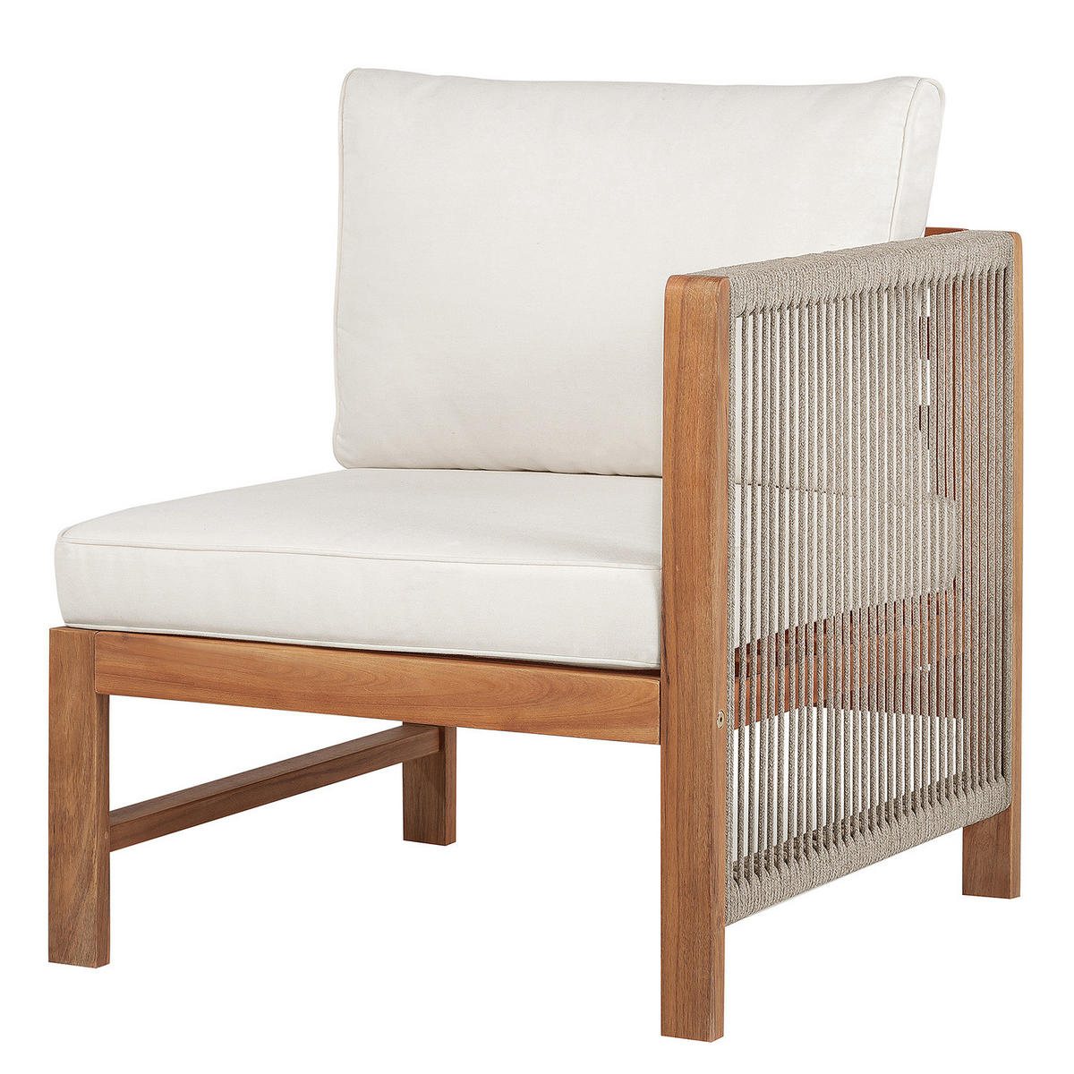 LOUNGESET - 2-teilig - Akazie massiv / Polyester - Braun / Beige - Beige/Braun, Holz/Textil - home24