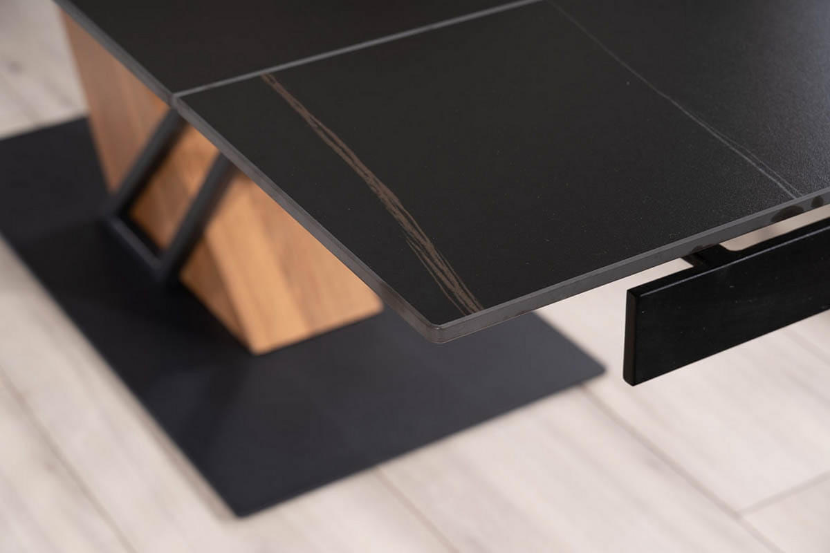 ESSTISCH Rechteckig ausziehbar Schwarz Marmor - Eiche Keramik 180/90/75 cm - Eichefarben/Schwarz, Holzwerkstoff (90/180/75cm) - designimpex