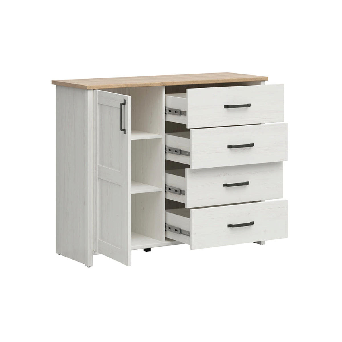 SIDEBOARD Aksel Weiß und Holz - Weiß, Holzwerkstoff (102/99/43cm) - Petits-meubles