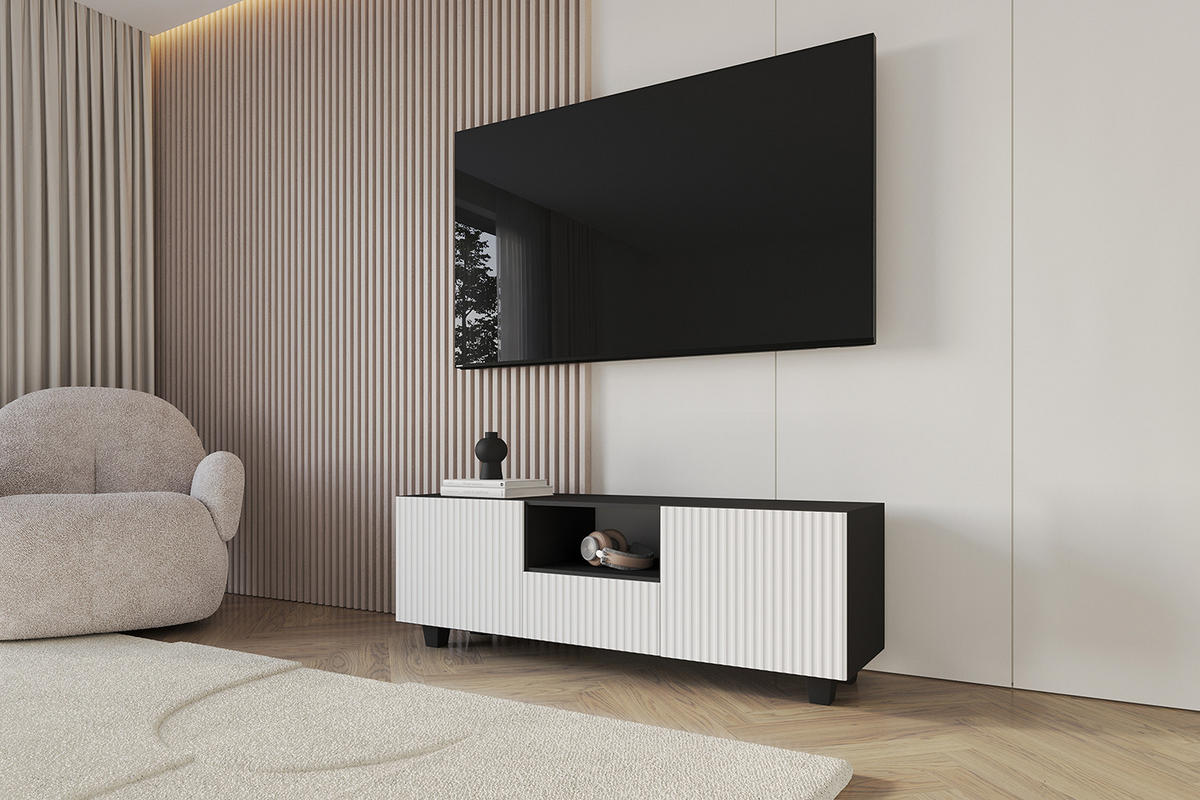 LOWBOARD NOA-2-S 140x50x41 cm - Schwarz / Weiß - Schwarz/Weiß, Holzwerkstoff (140/50/41cm) - ALTDECOR