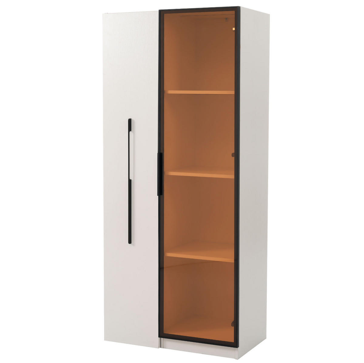 VITRINE 70/40/160 cm Weiß aus MDF mit LED-Beleuchtung - Weiß, Holzwerkstoff (40/160/70cm) - OKMYHOME