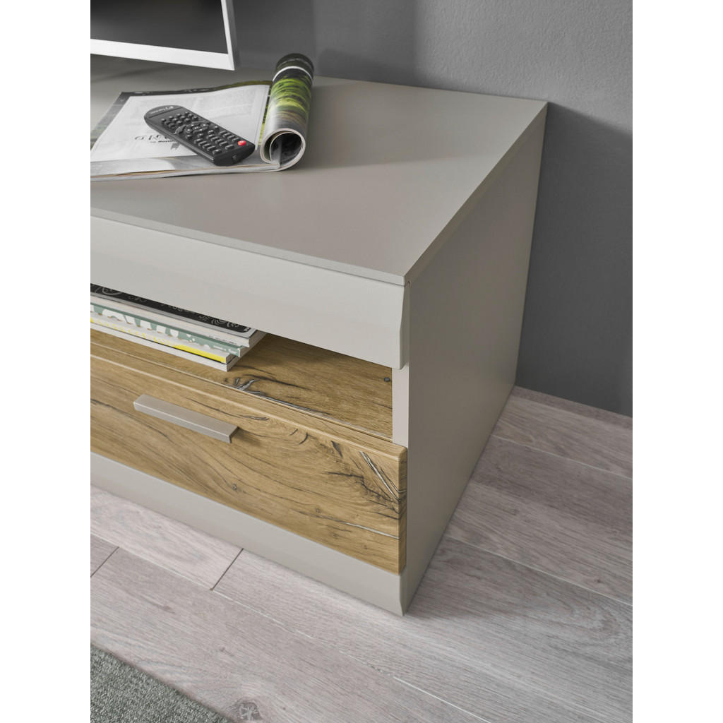 Thumbnail - Furn.Design Tv-Lowboard, Grau, Eiche, Metall, Nachbildung,Eiche, Uni, Holz Optik, 4 Schubladen, Sockel, 200x46x45 cm, FS...
