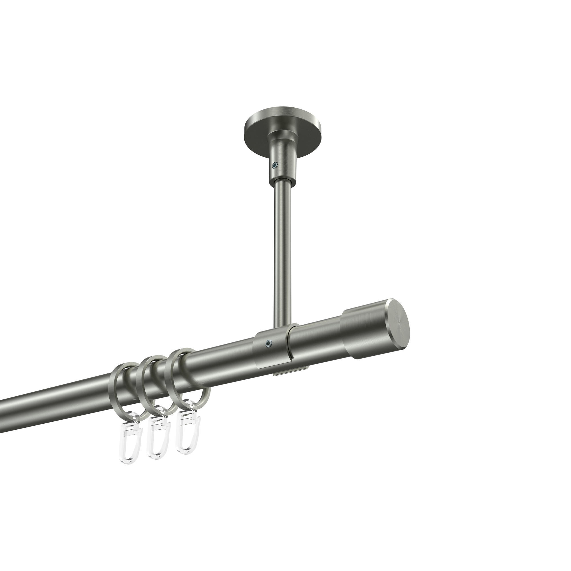 GARDINENSTANGEN-SET Sonette Santo 100 cm, 1-läufig, 20 mm Ø Edelstahl-Optik - Edelstahlfarben, Metall (100cm) - INTERDECO
