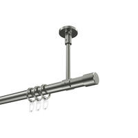 GARDINENSTANGEN-SET Sonette Santo 420 cm (geteilt in 3 x 140 cm), 1-läufig, 20 mm Ø Edelstahl-Optik - Edelstahlfarben, Metall (420cm) - INTERDECO