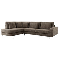 ROHOVÁ SEDAČKA CALENO L - Hnědá hladký senil - Pravá Strana - černá/hnědá, kov/textil (317/225cm) - MKS