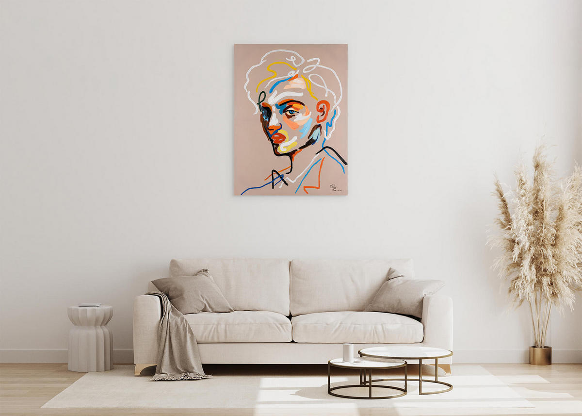 ACRYLBILD HANDGEMALT 75/100 cm - Beige/Multicolor, Holz/Textil (1.8/100cm) - KUNSTLOFT