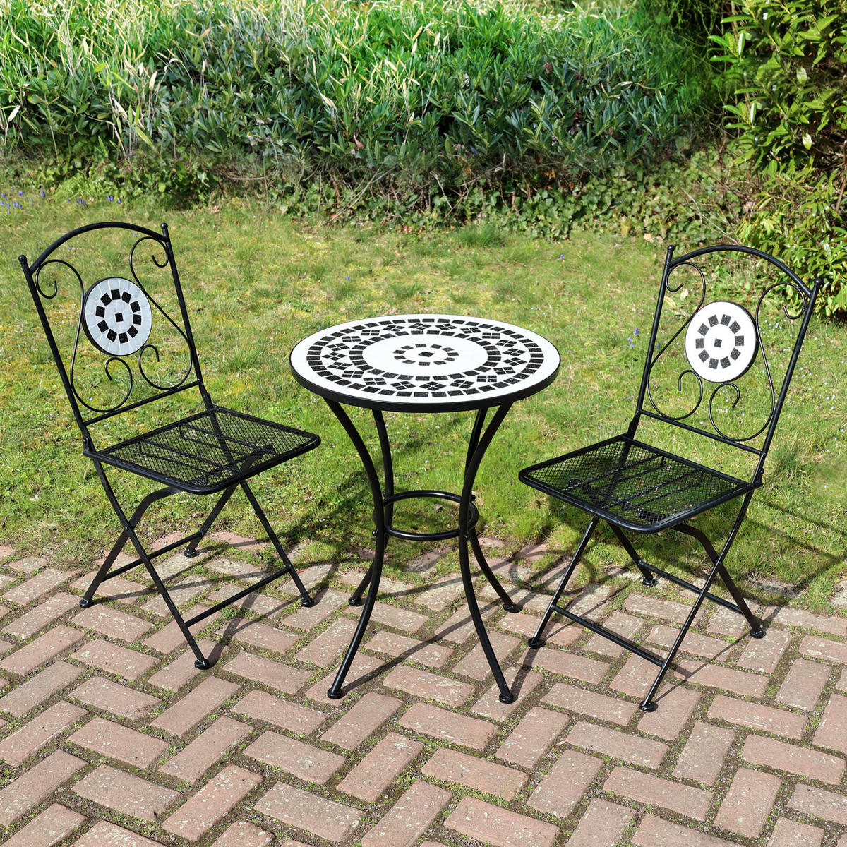 BISTRO-SET PARIS Mosaik Schwarz - Schwarz, Metall - SVITA