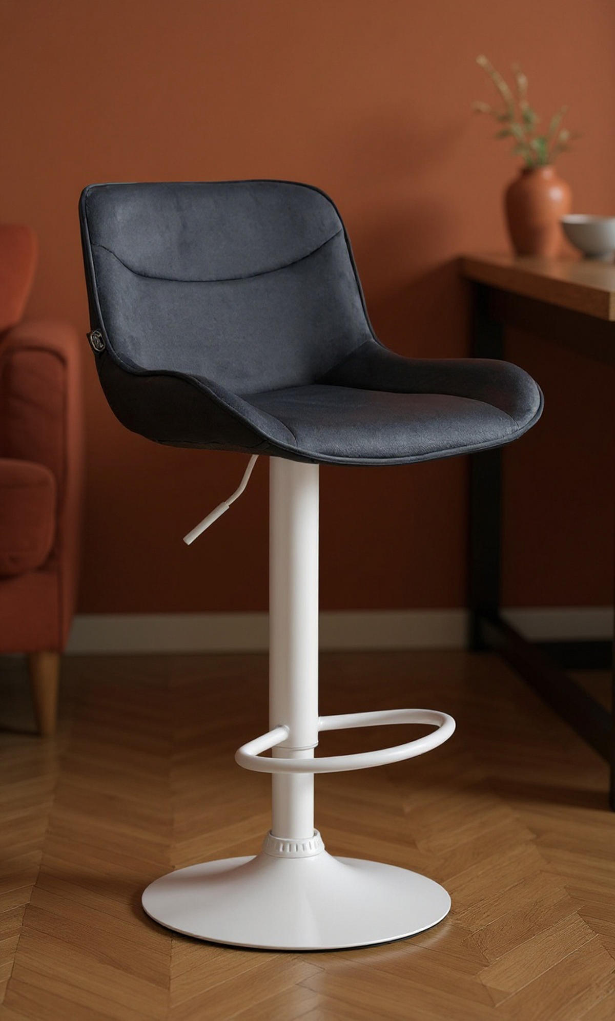 BARHOCKER Vulcano Samt weiß schwarz - Schwarz/Weiß, Textil/Metall (49/106/51cm) - TPFLiving