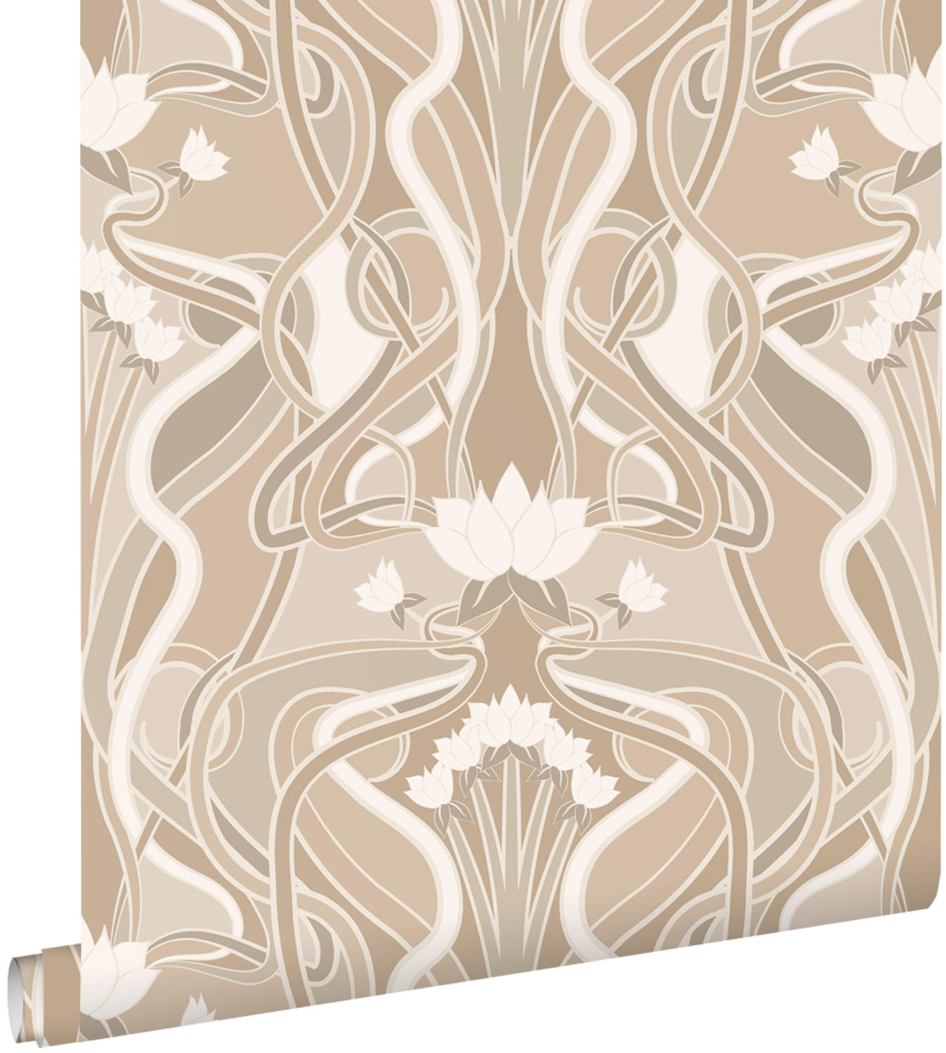 TAPETE Blumenmuster im Jugendstil 50 x 900 cm - Beige, Papier (50/900cm) - ESTAhome