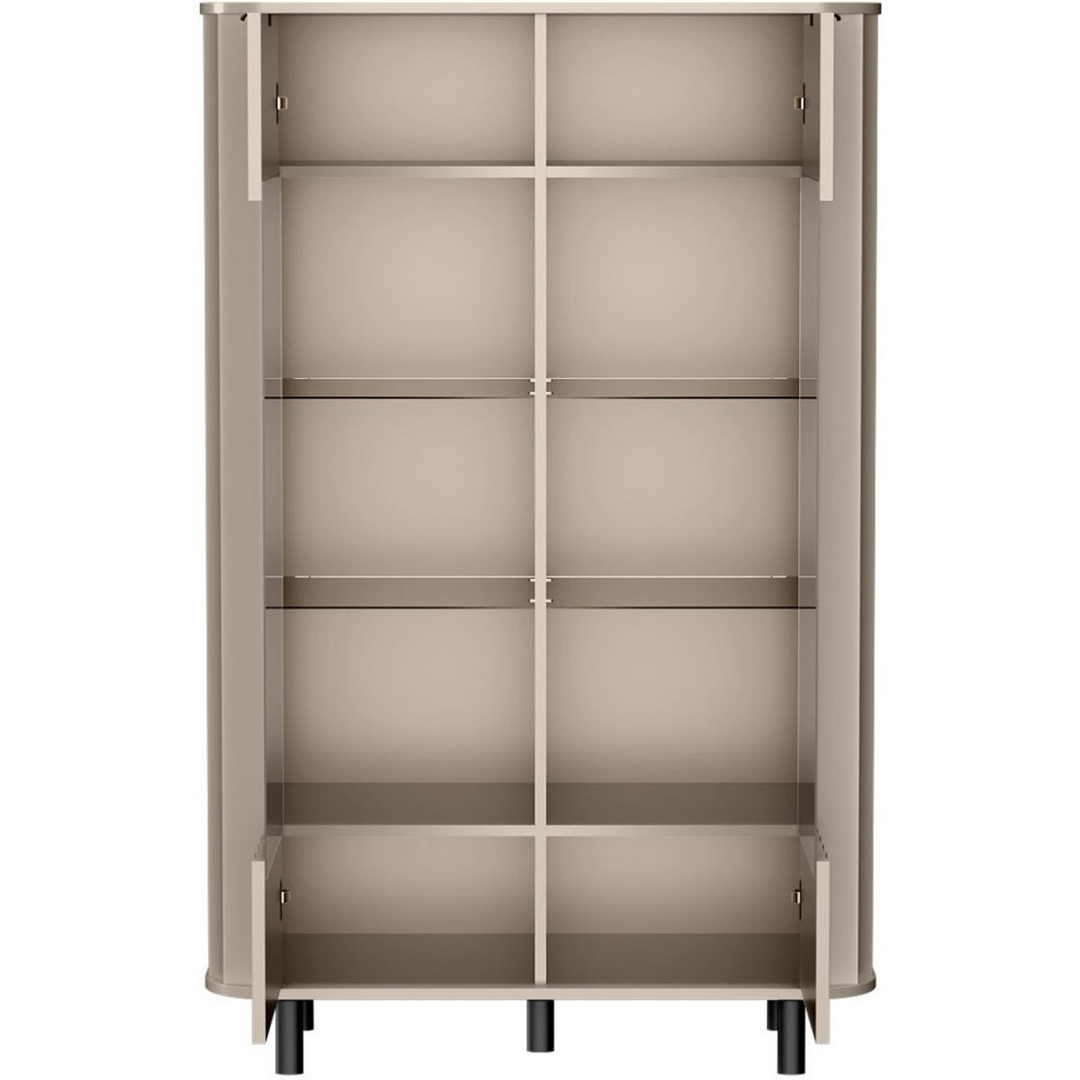 VITRINE Nevada mit zwei Türen 65 cm Taupe - Taupe/Schwarz, Holzwerkstoff/Metall (98/155/41cm) - Beautysofa