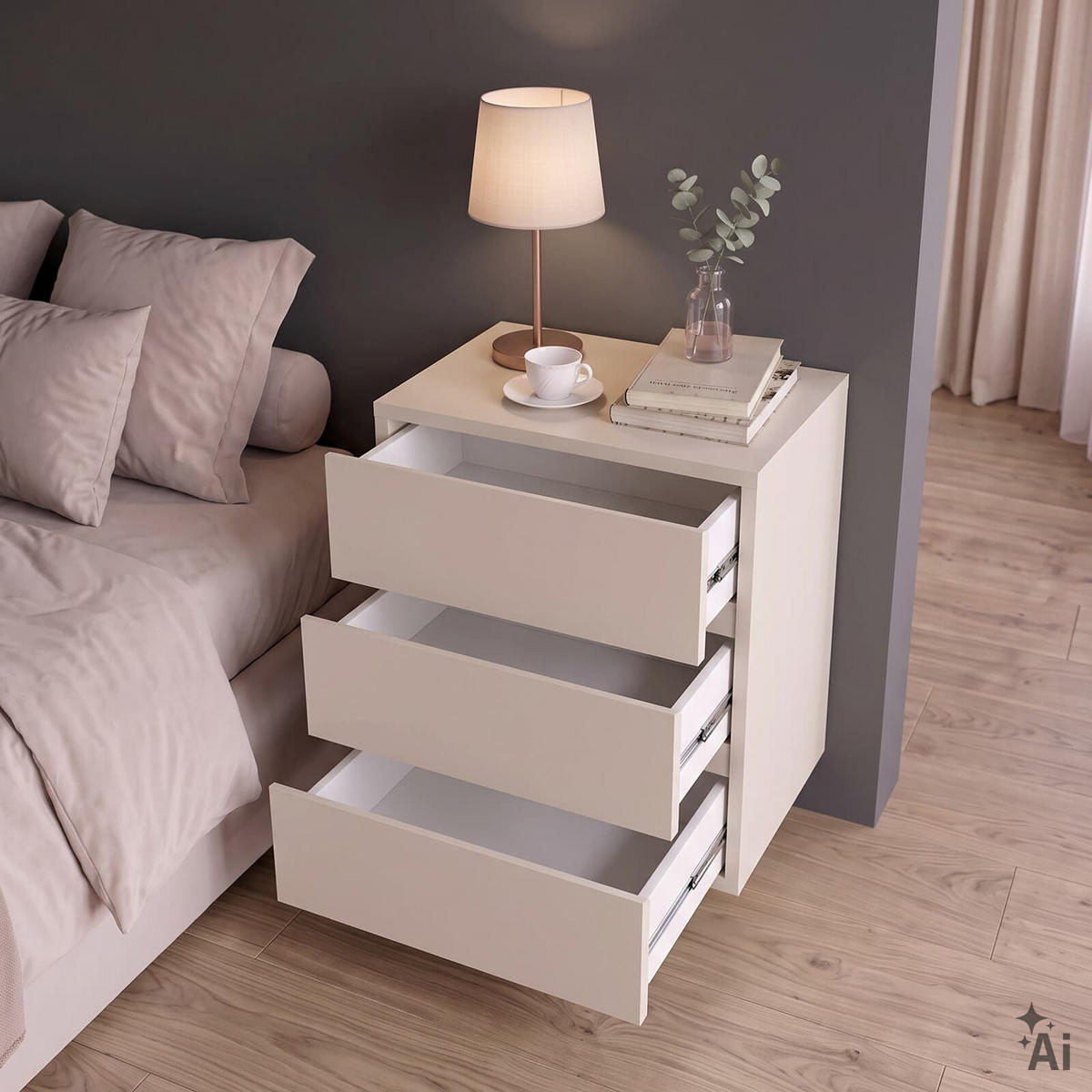 NACHTKOMMODE ANNO Kaschmir - Kaschmir, Holzwerkstoff (42/47/30cm) - CARO-Möbel