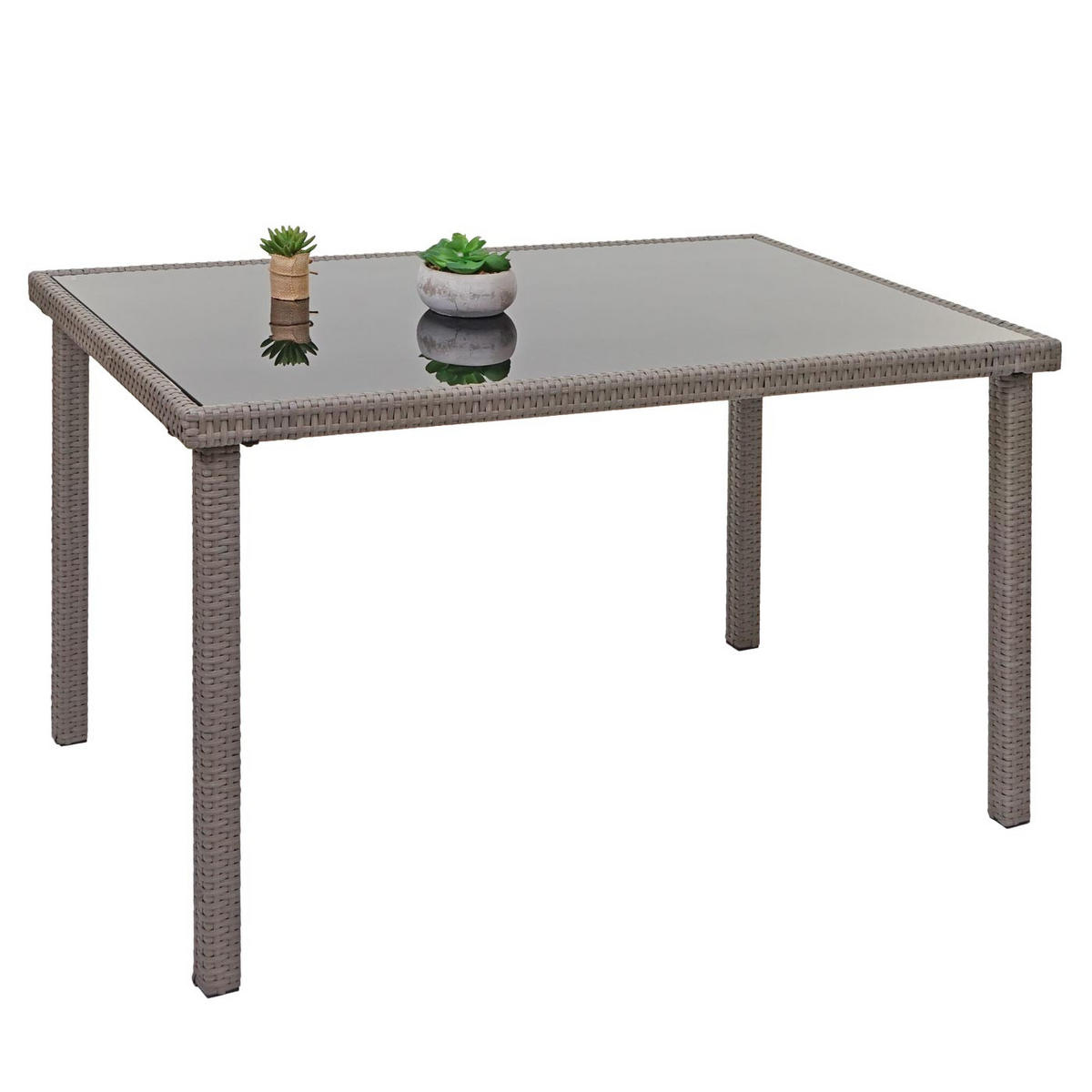 POLY-RATTAN TISCH rechteck Grau - Hellgrau, Kunststoff (75/120/71cm) - MCW