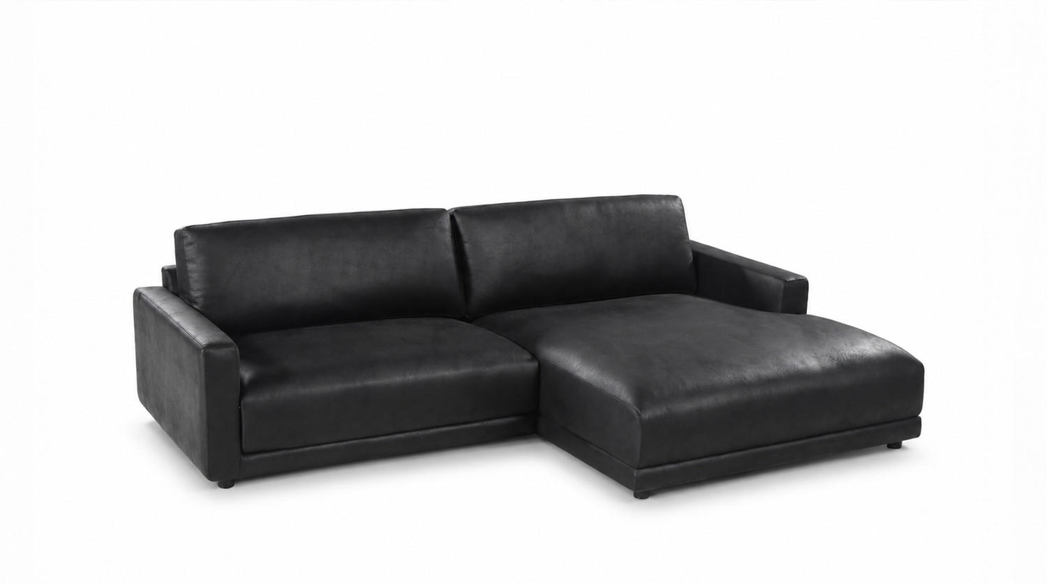 ECKSOFA MARLIN Schwarz Lederfaserstoff - Schwarz, Leder/Kunststoff (168/262cm) - KAWOLA