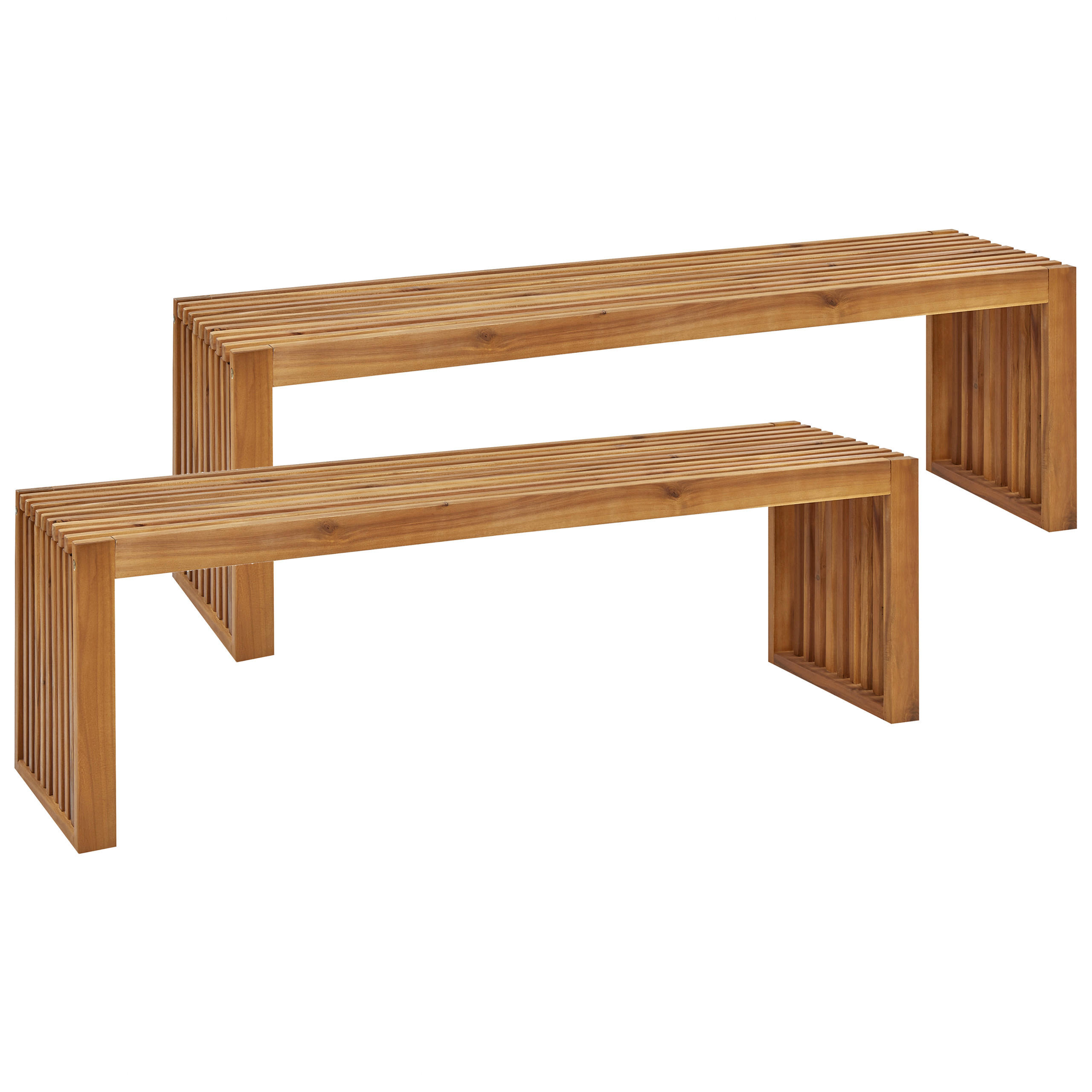 GARTENBÄNKE Heller Holzfarbton Sulzano - Hellbraun, Holz (150/45/40cm) - Beliani