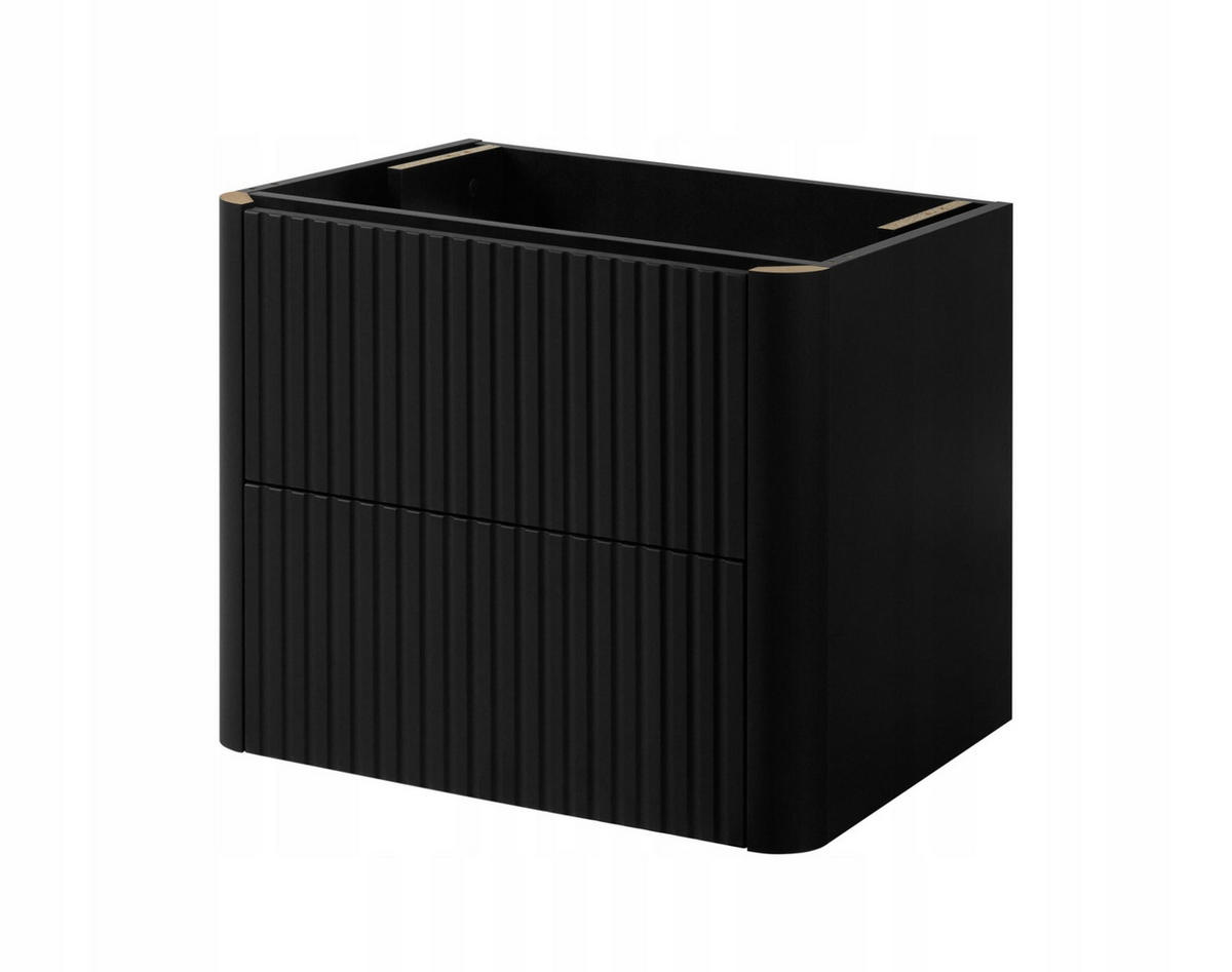 WASCHBECKENUNTERSCHRANK LINEA hängend geriffelt Schwarz matt 60/48/44 cm - Schwarz, Holzwerkstoff (60/48.4/43.7cm) - Rodan