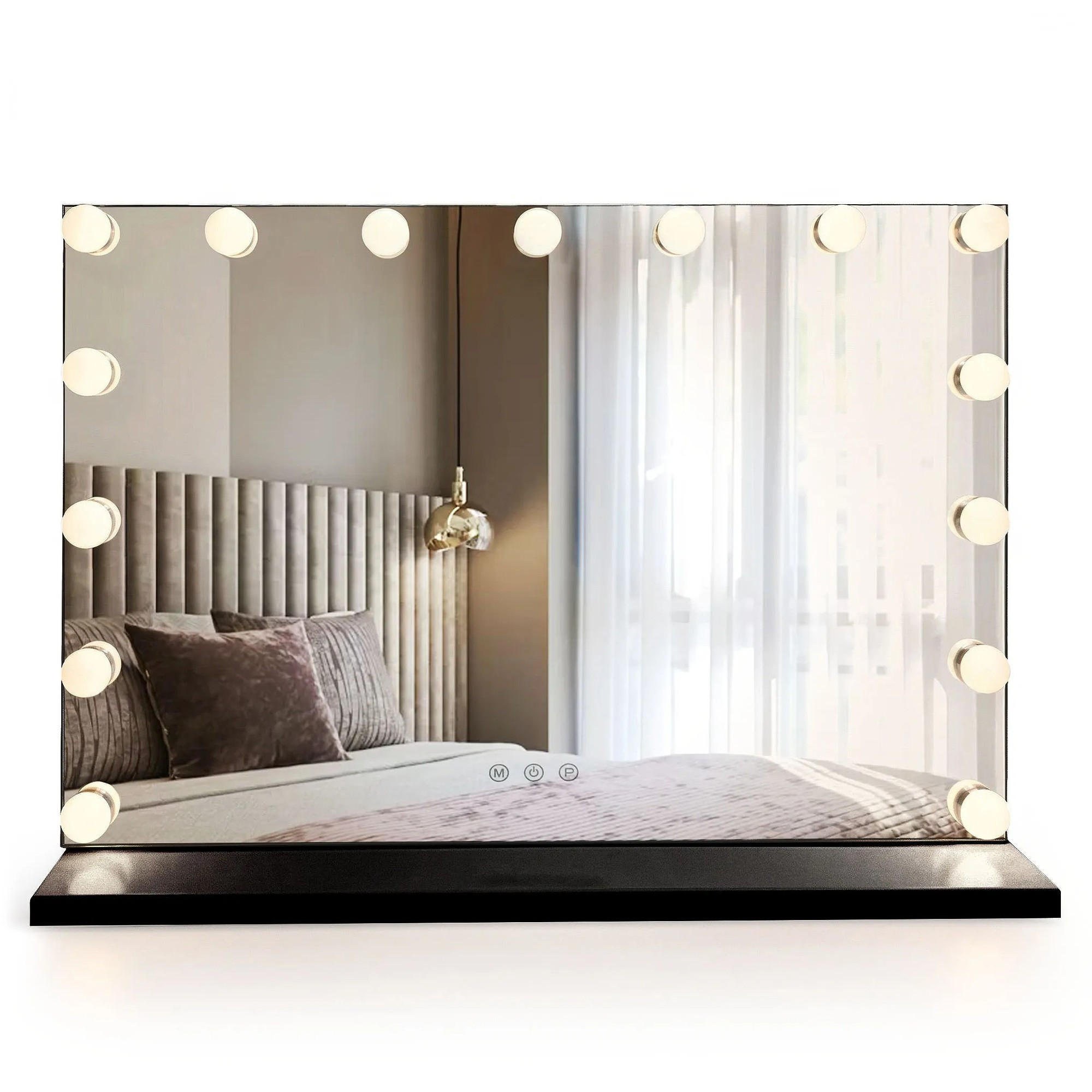 SPIEGEL Rea Led Hollywood Black 80x60 - Schwarz, Metall (80/62/14cm) - REA