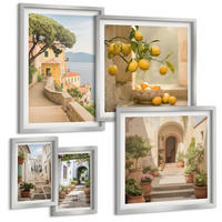 BILDER SET 5er Set - 50x50 cm & 20x30 cm & 40x60 cm Silberner Rahmen - Zitrusfrüchte in der Küche - Silberfarben, Kunststoff (40/60cm) - TULUP