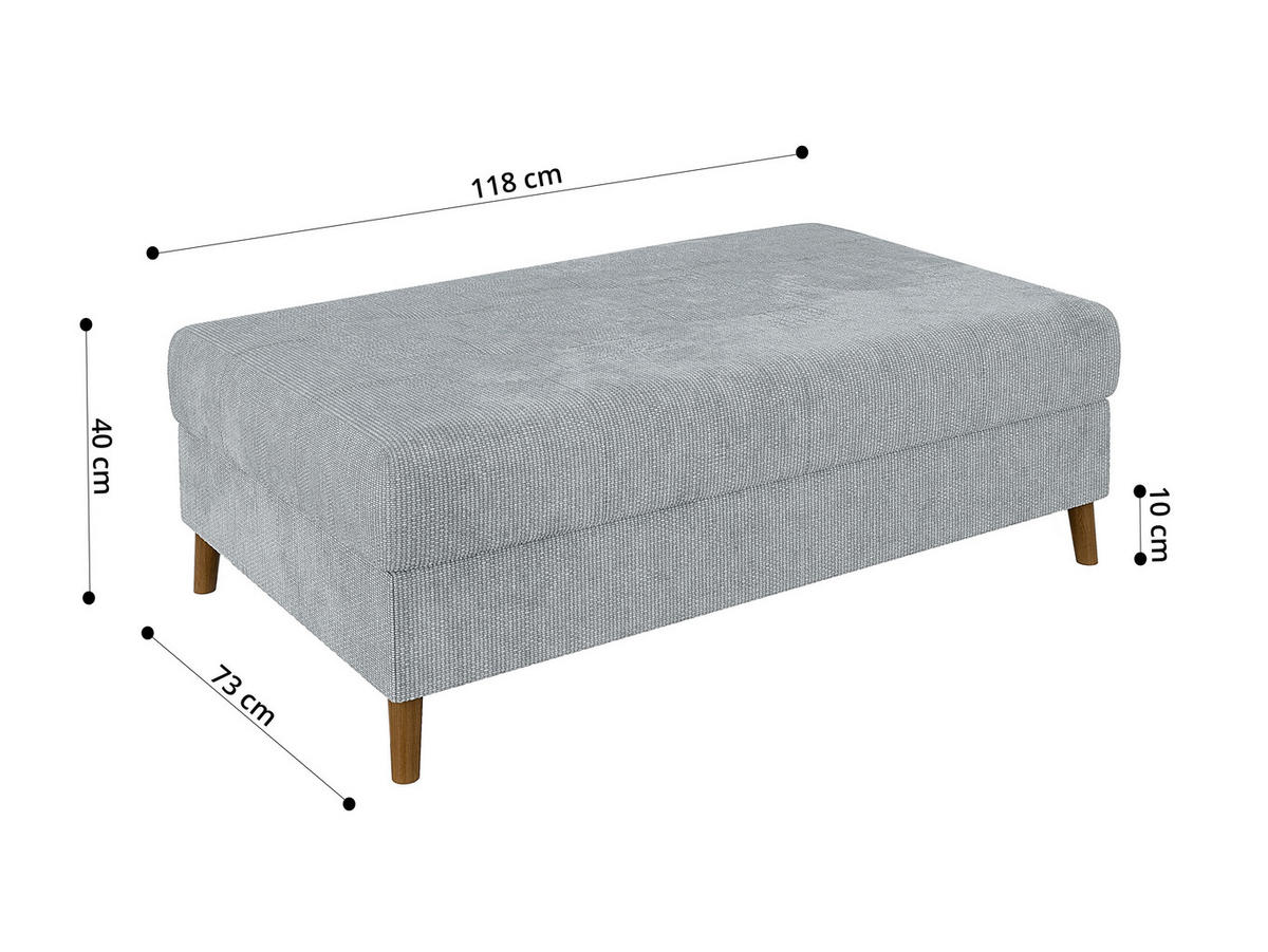 HOCKER Sigurd Hellgrau Chenille - Hellgrau/Braun, Holz/Textil (118/40/73cm) - S-Style Möbel