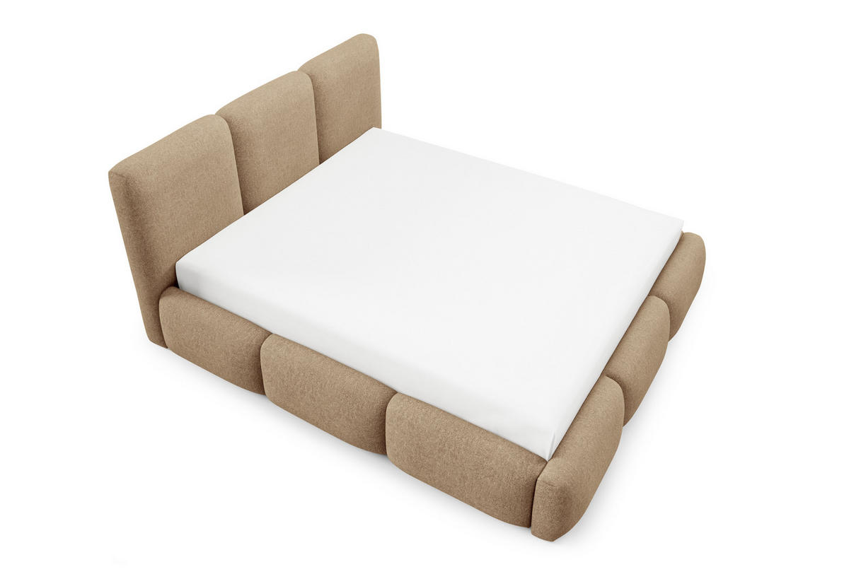 POLSTERBETT BOVA 180x200 cm mit Bettkasten,Lattenrost,Doppelbett,Boxspringbett-Optik-Cappuccino - Cappuccino, Holz (180/200cm) - Furnistar