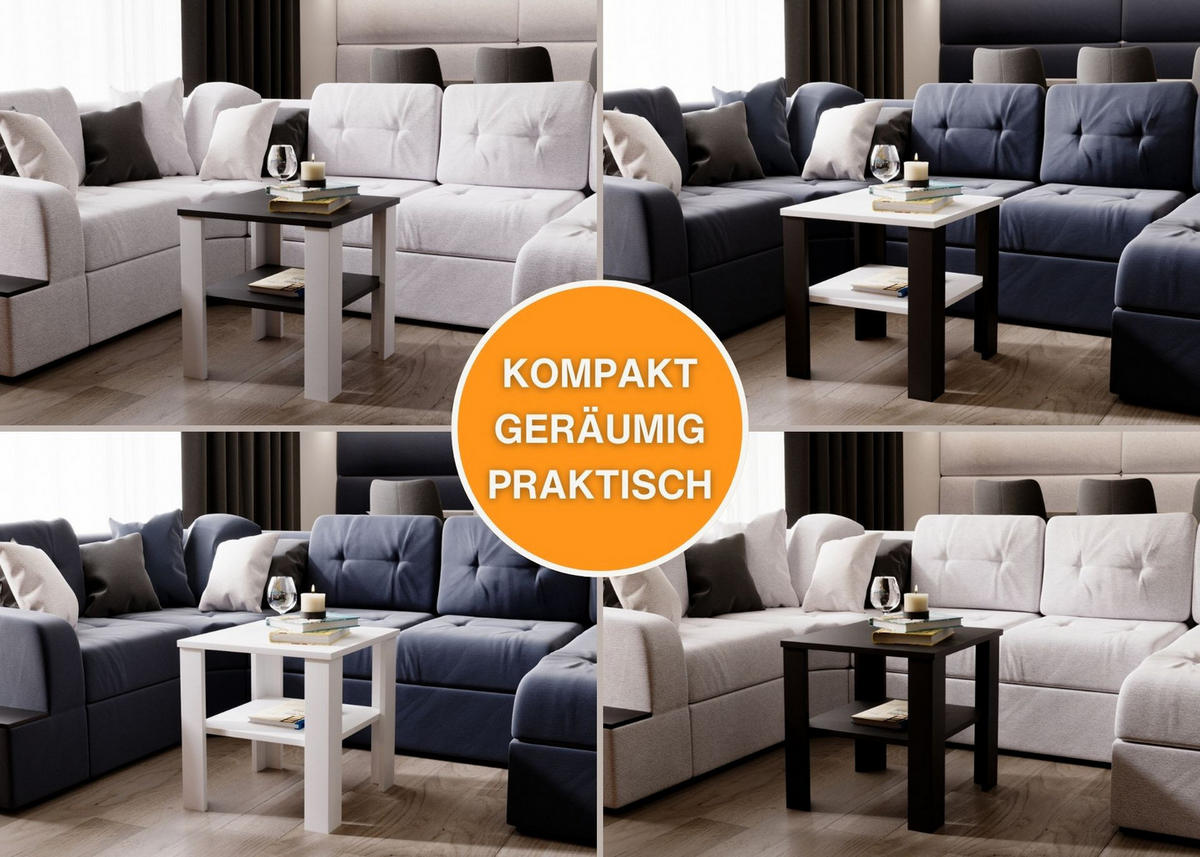 COUCHTISCH Lara53 53/47/53 - Schwarz/Weiß, Holzwerkstoff (53/53/47cm) - RAUMHIRSCH FURNITURE