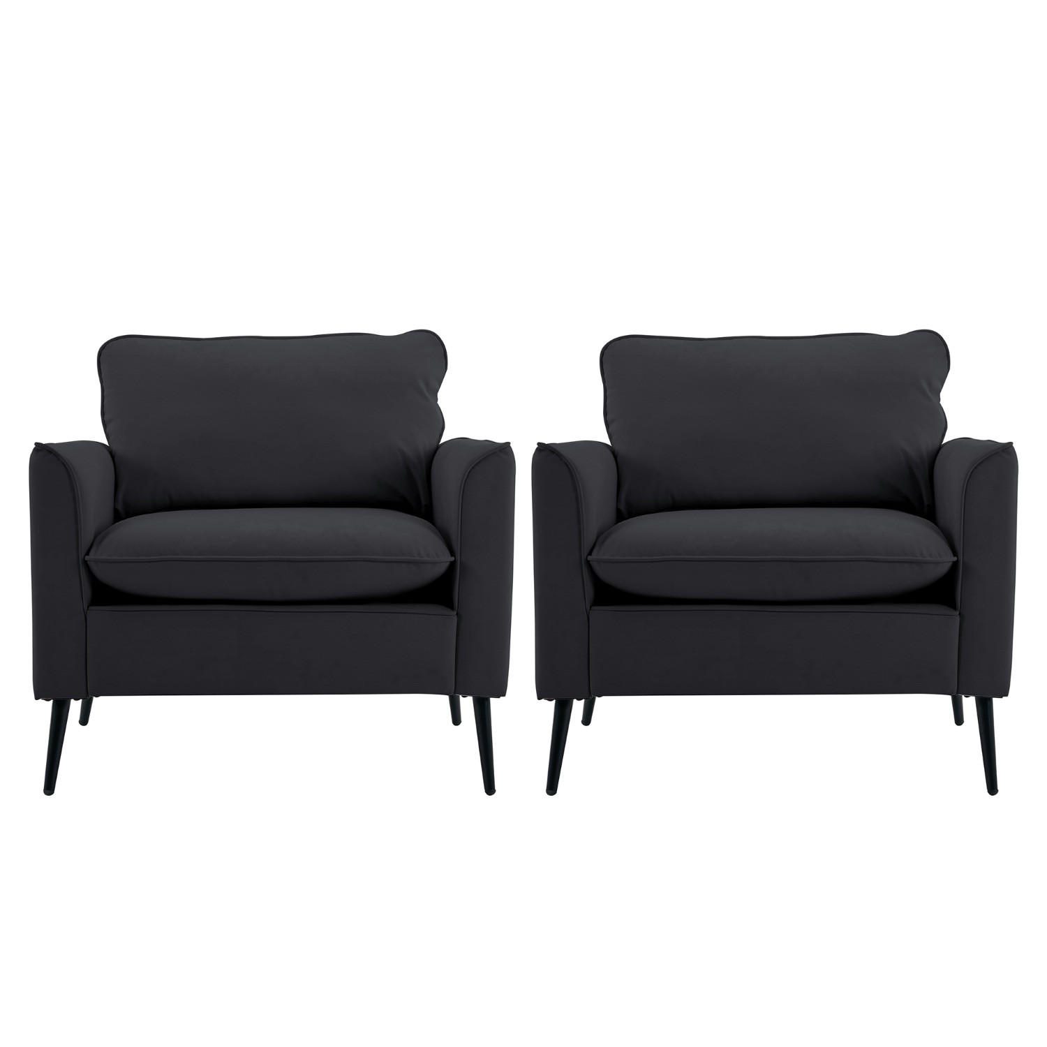 SESSEL aus Kunstleder 80x68x80 cm in Schwarz mit Kopf- und Lendenkissen - Schwarz, Textil (68/80/80cm) - Modfu