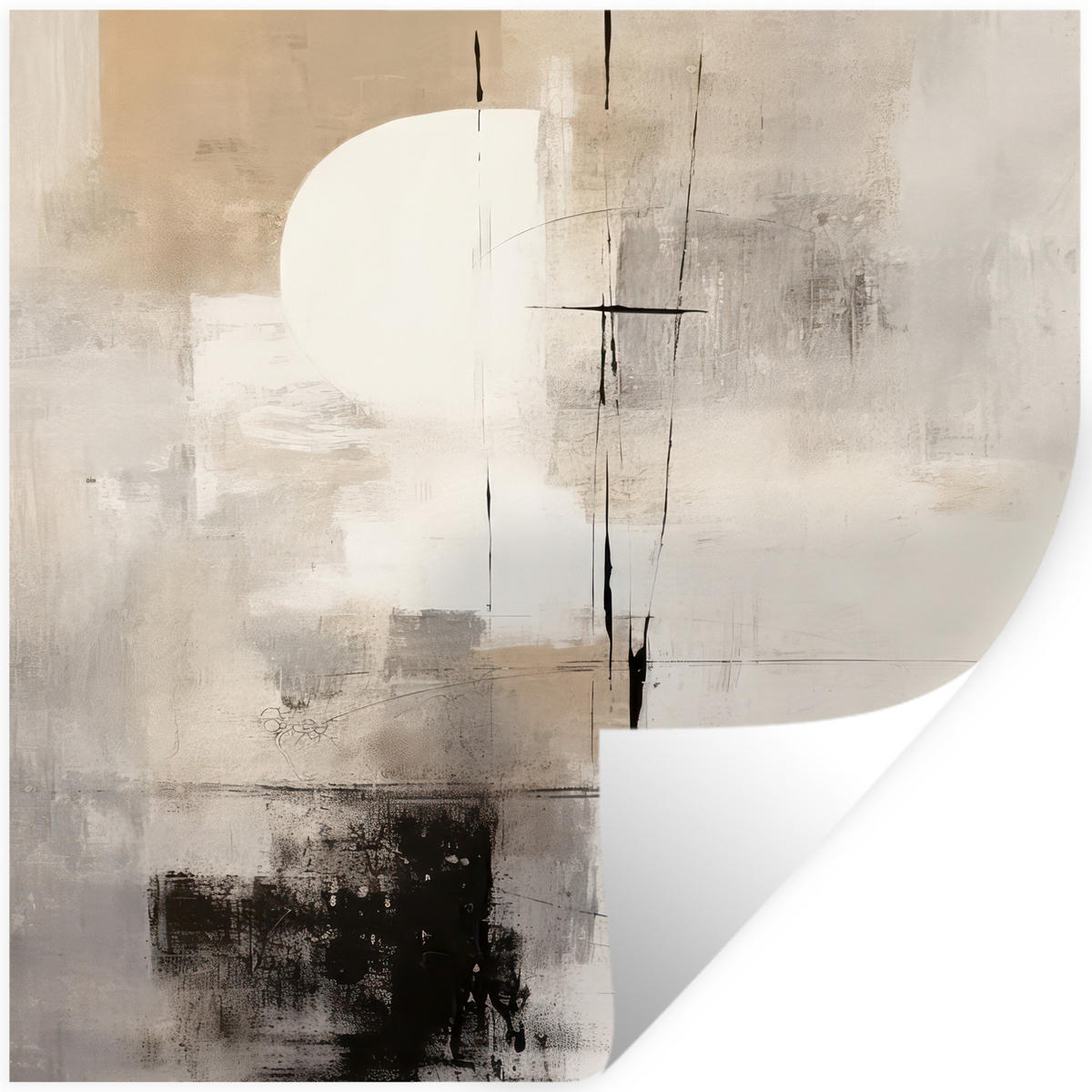 WANDTATTOO Abstrakt - Kunst - Grau 50x50 cm - Hellgrau, Kunststoff (50/50/0.1cm) - MuchoWow