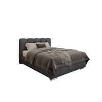 POLSTERBETT ZAIRA 140 x 200 cm mit Bettkasten und Lattenrost, 7-Zonen-Taschenfederkernmatratratze CIRA (24 cm) – Schwarz - Graphitfarben, Holz (120/206cm) - Panda Möbel